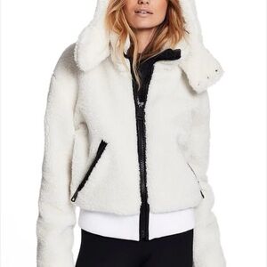 SAM. White Teddy Jacket with Black Trim